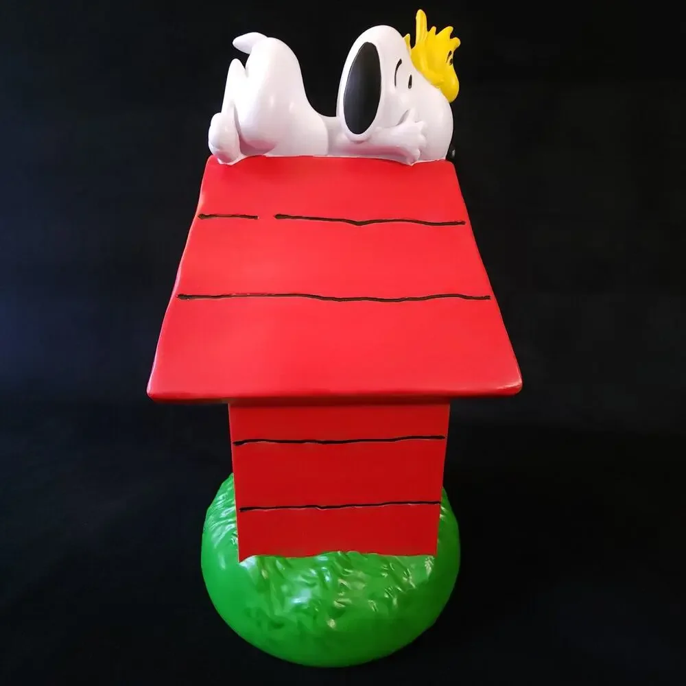 Peanuts Snoopy and Woodstock on Doghouse 12″ Tall Garden Statue Figure Rare